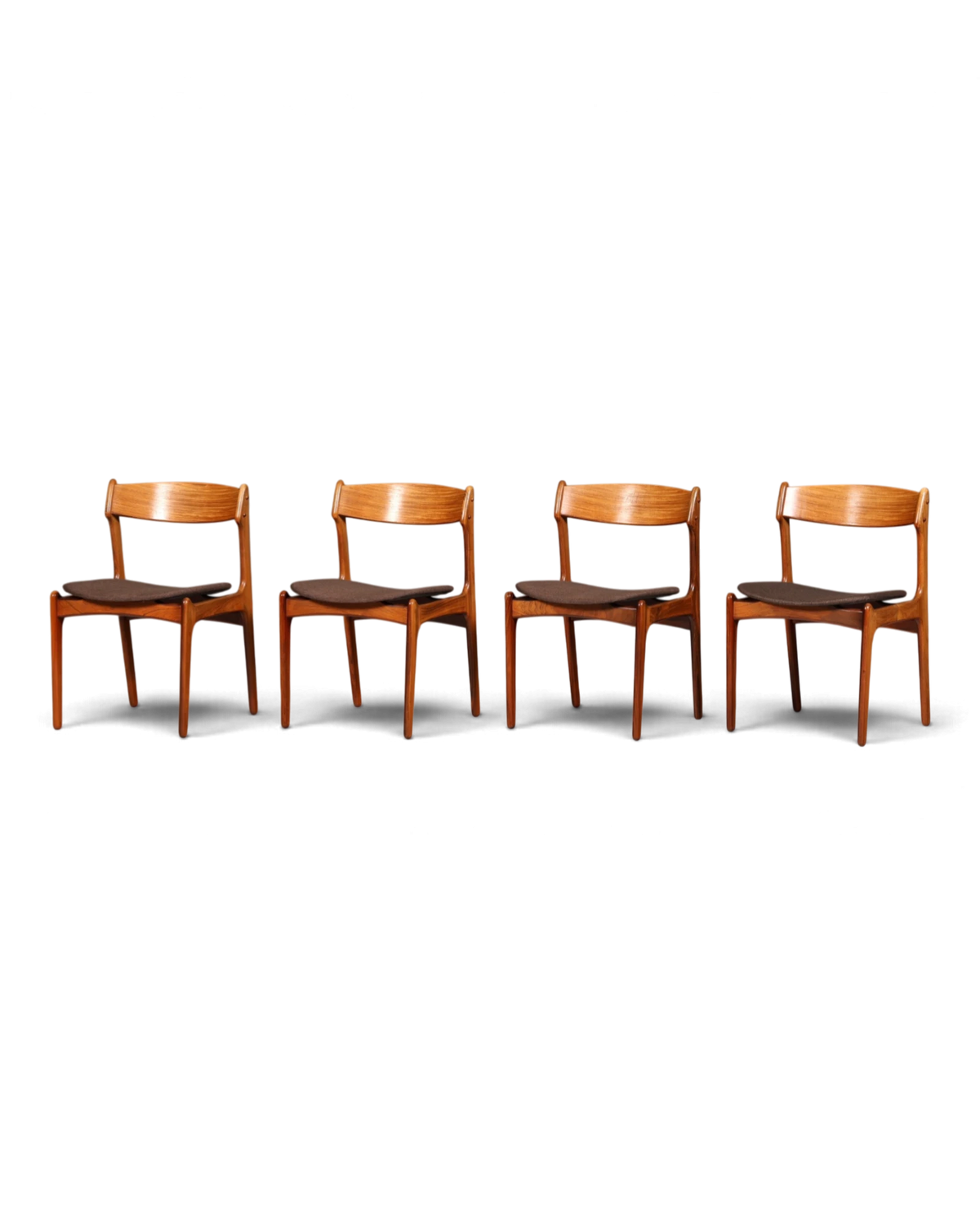4x chaises originales Erik Buch modèle 49 O.D. Møbler, chaises de salle à manger danoises design mid-century, ensemble de chaises des années 60