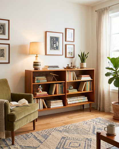 Beautiful mid-century shelf, vintage bookcase, retro sideboard, 60s book storage