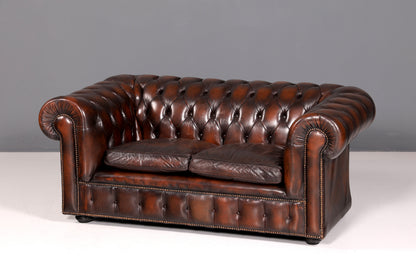 Wunderschönes Original Chesterfield Sofa 2-Sitzer Couch Echt Leder Englisch Polstersofa