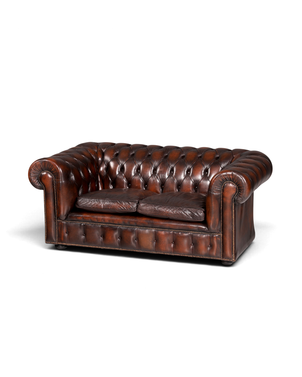 Original Chesterfield Sofa 2-Sitzer, Echt Leder Couch Englisch – Hauptstadt Möblerei Berlin