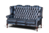 Hauptstadt Möblerei blaues Chesterfield 3-Sitzer Sofa aus Echtleder mit klassischer Knopfheftung und Queen Anne Beinen