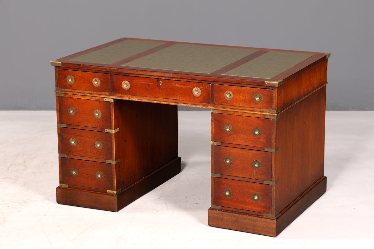 Élégant bureau maritime, coffre militaire anglais, bureau professionnel, office table