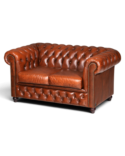 G118 Finish Wunderschönes Original Chesterfield 2er Sofa Englisch Oxblood Leder 2- Sitzer Couch