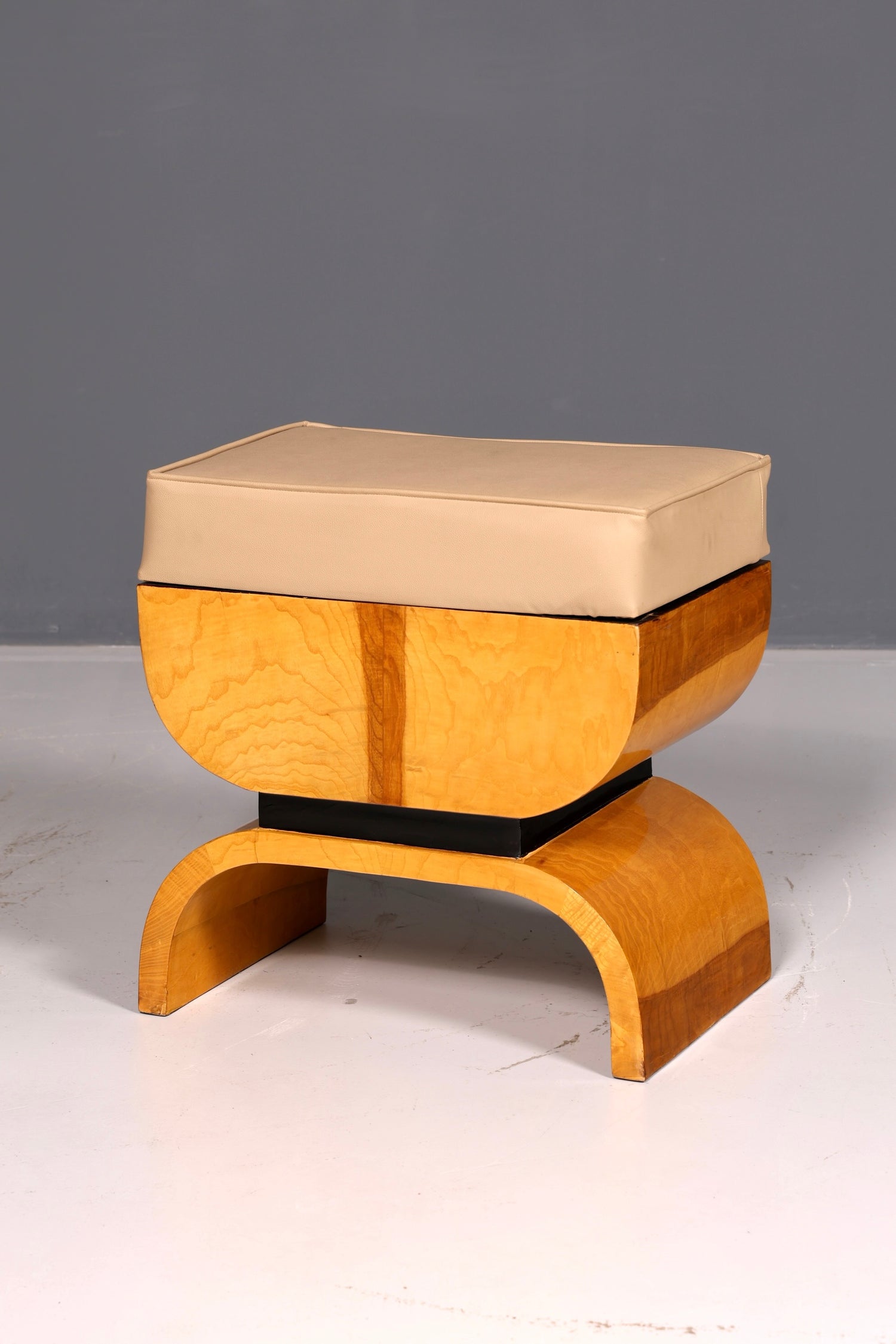 Magnifique tabouret de style Art déco en bouleau, tabouret d’assise, repose-pieds, banc repose-pieds, antique vintage