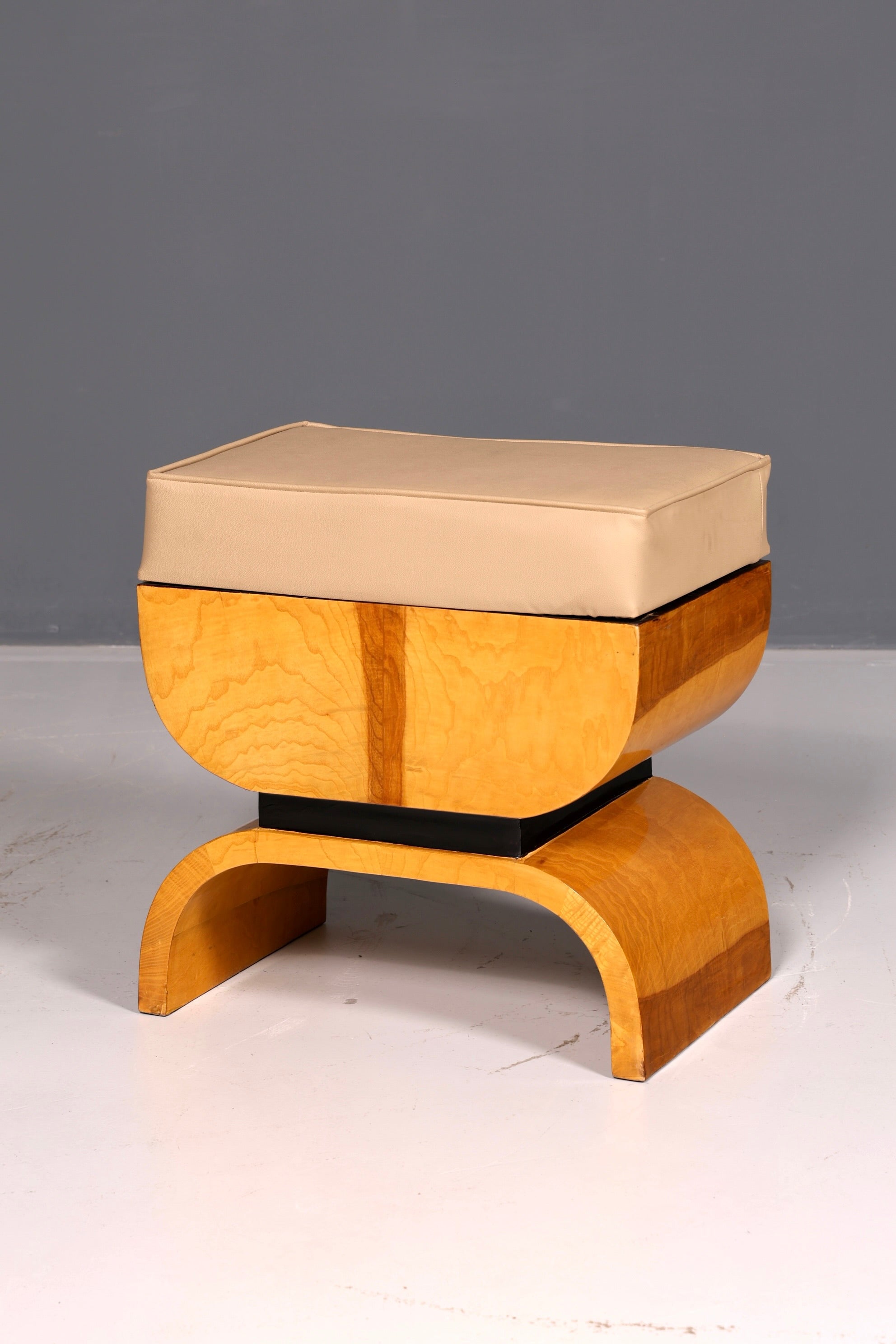 Magnifique tabouret de style Art déco en bouleau, tabouret d’assise, repose-pieds, banc repose-pieds, antique vintage