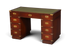 Edler Maritimer Schreibtisch Englischer Military Bürotisch Office Table mit echt Lederauflage