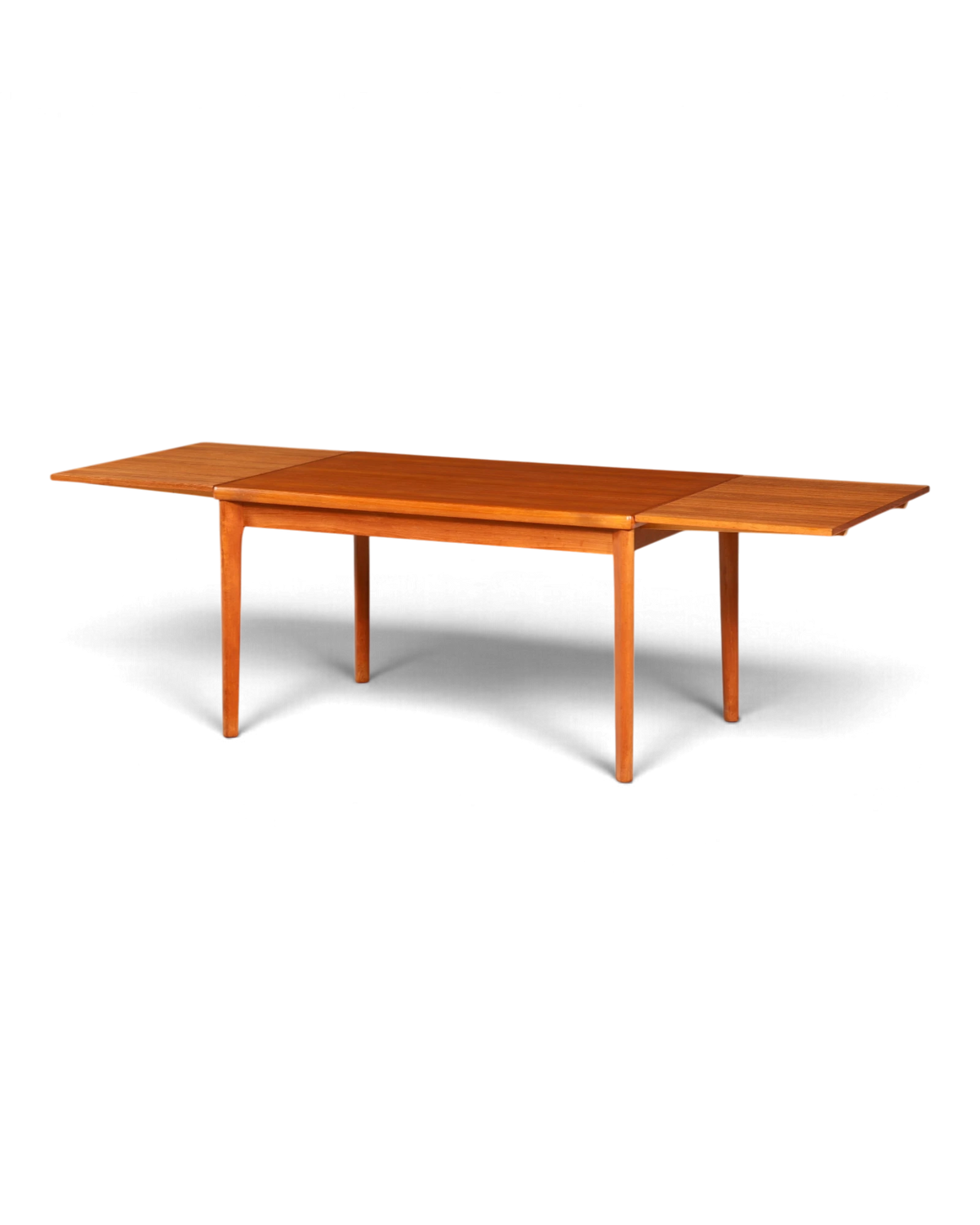 Élégante table à manger Mid-Century en teck, extensible, design danois, AM Møbler, fabriquée au Danemark, table de cuisine, table de salle à manger