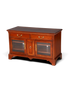 Hauptstadt Möblerei Sideboard aus dunkelbraunem Holz mit zwei Schubladen, Glastüren und goldenen Beschlägen