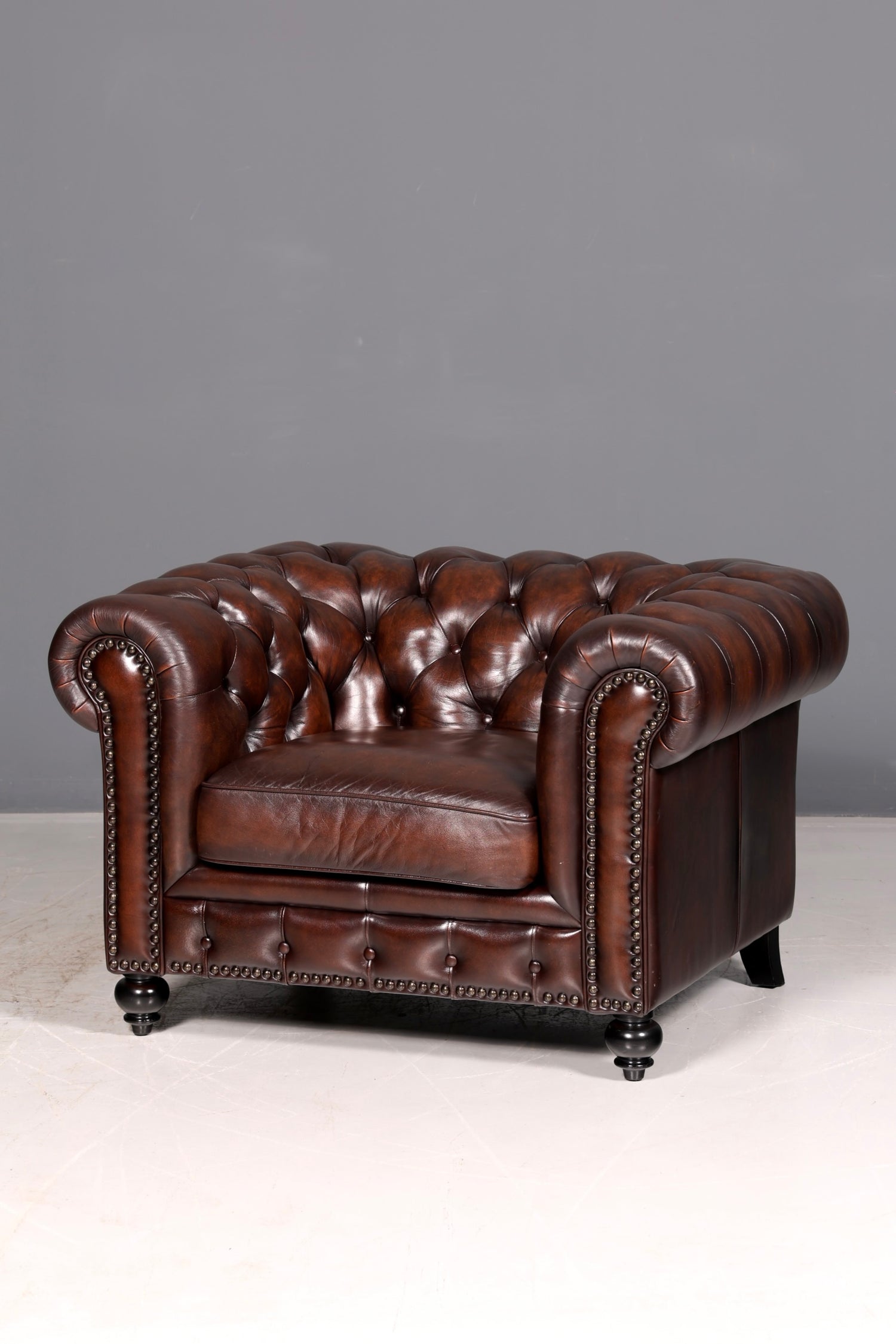 Edler Original Chesterfield Sessel Englischer Armlehnsessel Herrensessel Ledersessel England