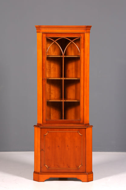 Wunderschöne Englische Eckvitrine Antik 60s Echt Holz Schrank Eckschrank Glasvitrine Vitrine
