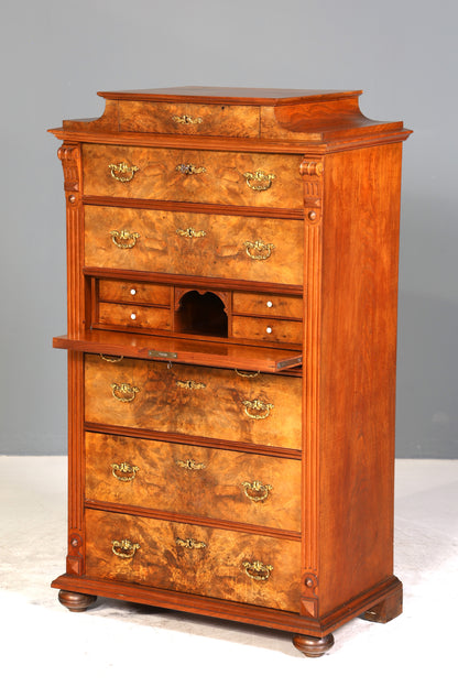 Stilvoller Gründerzeit Sekretär Vertiko Highboard Louis Philippe Chiffoniere Kommode um 1880