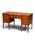 Hauptstadt Möblerei englischer Schreibtisch aus Holz mit brauner Lederauflage, Goldverzierungen und neun Schubladen