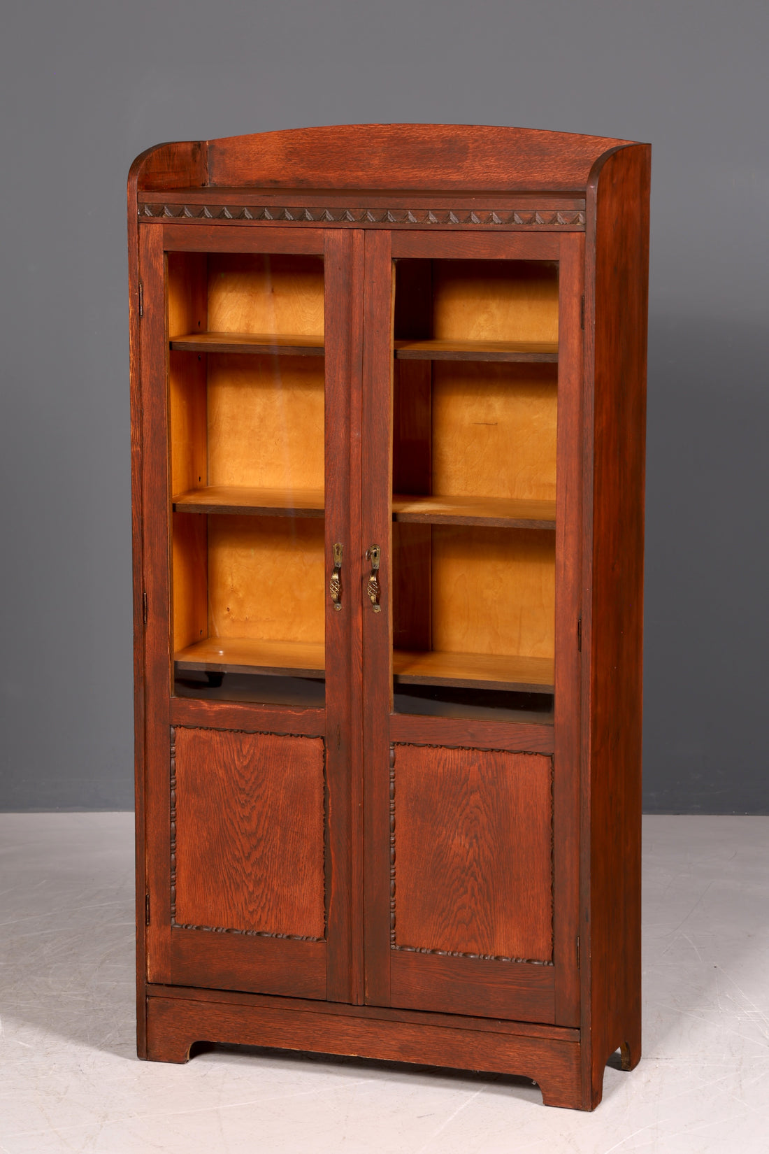 G045 Finish Traumhafte Jugendstil Vitrine Antike Holz Bücherschrank Eiche Antik Schrank Geschirrschrank