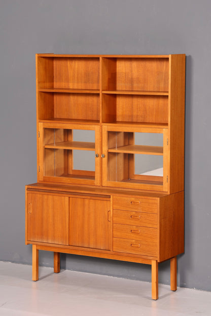 Edles Mid Century Regal Danish Design Sideboard Bücherregal Teak Holz Vitrine Sekretär Schrank Highboard Vintage 60er