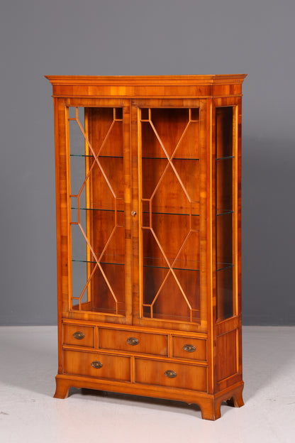 Wunderschöne Original Heldense Vitrine Englische Eibe Bücherschrank Antik Stil Glasvitrine Buffet Bibliothek