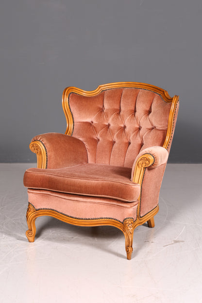Edler Chippendale Armlehnsessel Barock Stil Samt Stoff Sessel Armchair Rococo Antik 3 von 4
