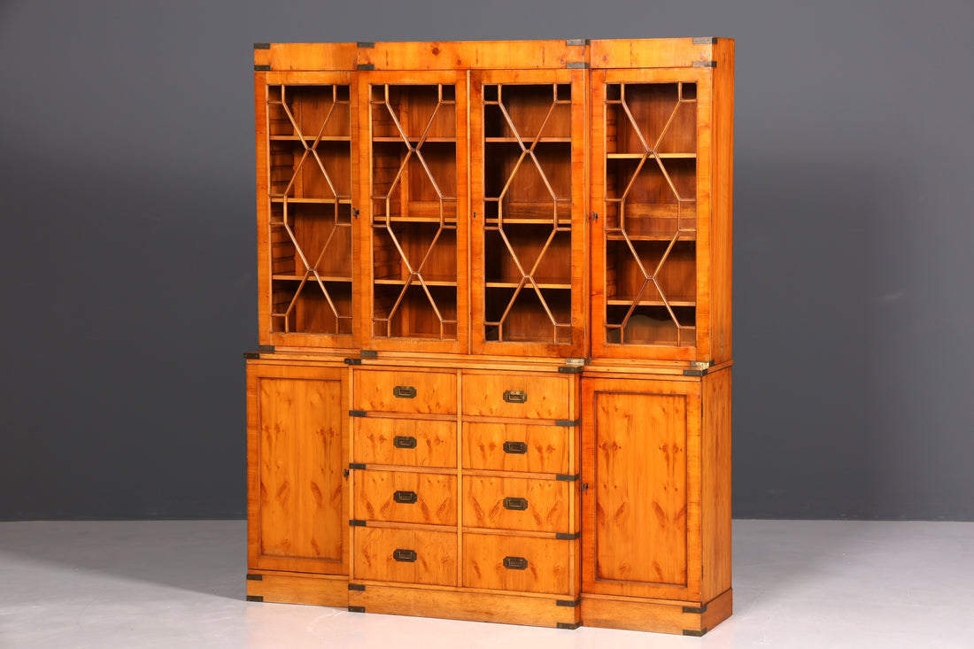 Magnifique vitrine maritime, meuble anglais, bibliothèque en bois véritable, buffet anglais