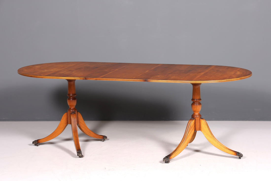 Magnifique table de salle à manger extensible de style anglais, style Régence, style antique, table de cuisine des années 60, en bois d&