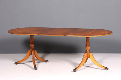 Magnifique table de salle à manger extensible de style anglais, style Régence, style antique, table de cuisine des années 60, en bois d&