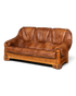 Hauptstadt Möblerei 3-Sitzer Ledercouch in Cognac mit rustikalem Eichenholz-Gestell im Landhausstil
