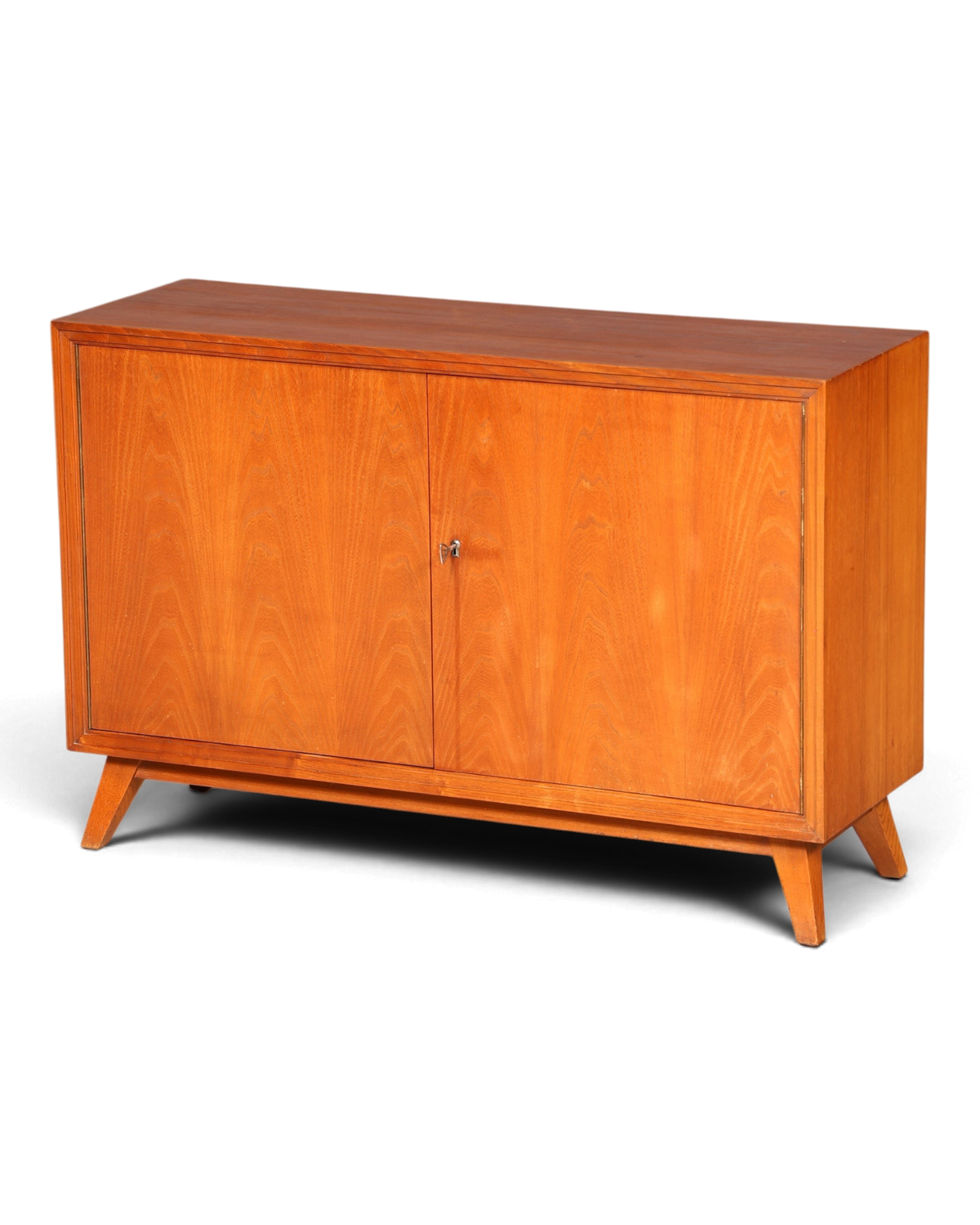 Hauptstadt Möblerei Mid Century Kommode aus Echtholz im Retro-Design mit zwei Türen und Schlüssel