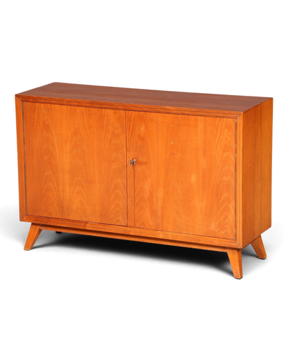 Hauptstadt Möblerei Mid Century Kommode aus Echtholz im Retro-Design mit zwei Türen und Schlüssel