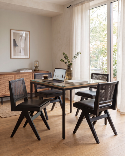 Fauteuil en osier très élégant « Vienna Black », fauteuil lounge Bauhaus noir, chaise de cuisine, chaise de secrétaire 