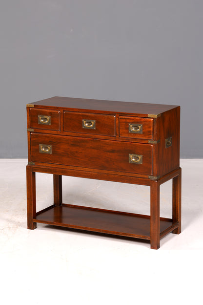 Wunderschöne Maritime Military Chest Kommode Mahagoni Englisch Beistellkommode Antik Vintage
