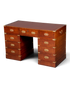 Hauptstadt Möblerei maritimer Schreibtisch im Military Chest Stil aus Holz mit Lederauflage und Messingbeschlägen