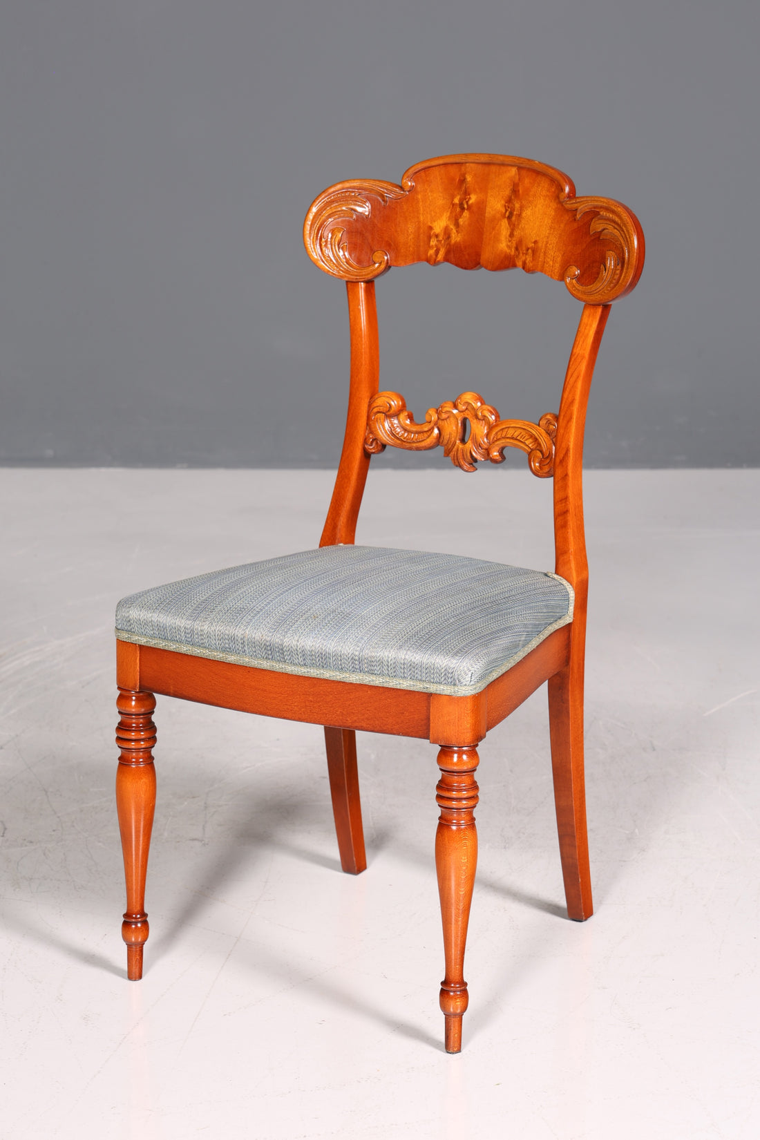 Chaise de style Biedermeier, chaise secrétaire en bois véritable, chaise de salle à manger de style ancien, 1 sur 2