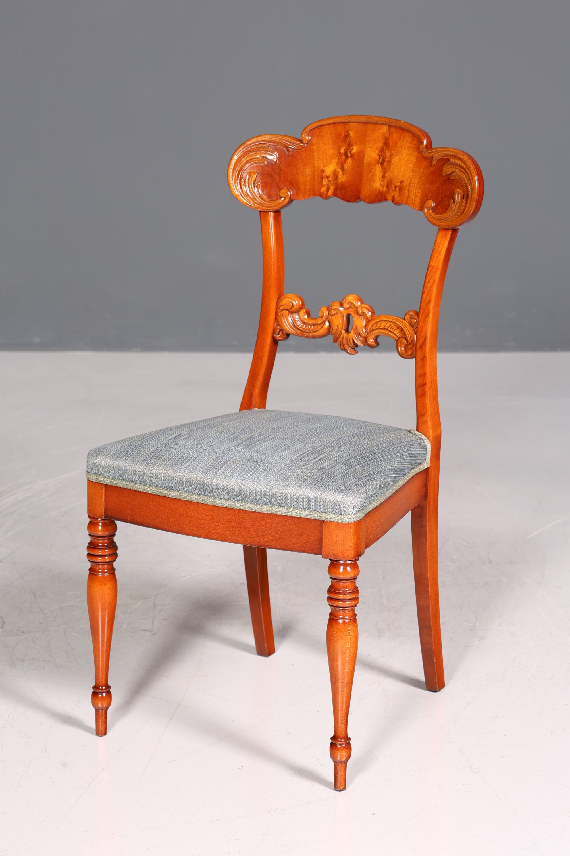 Chaise de style Biedermeier, chaise secrétaire en bois véritable, chaise de salle à manger de style ancien, 1 sur 2