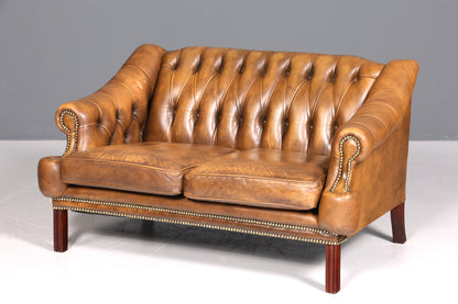 Magnifique et rare canapé Chesterfield original, canapé 2 places, canapé anglais capitonné