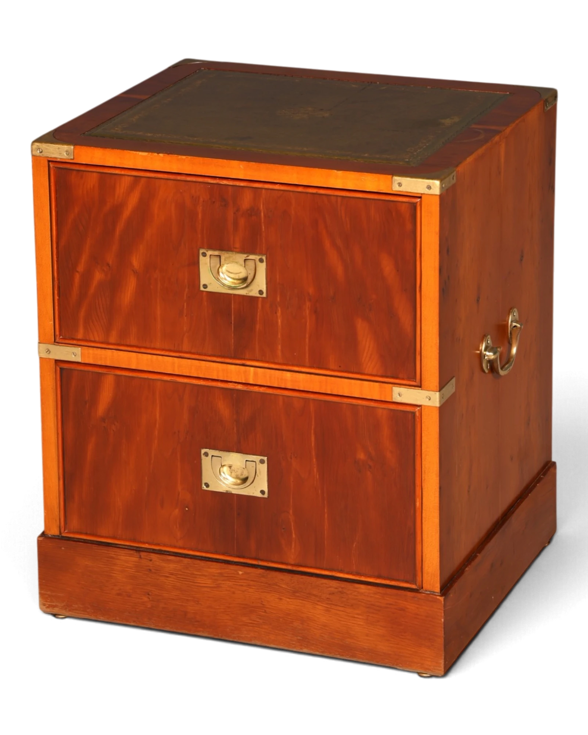 Dreamy English Chest, Maritime Military Chest, Ship's Nightstand, Leather Top, Antique Side Table, Colonial Style