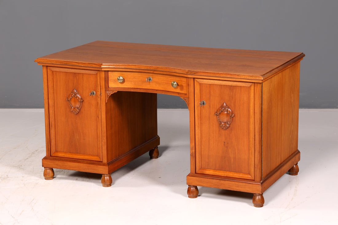 Beautiful Art Nouveau oak desk wooden office table antique vintage