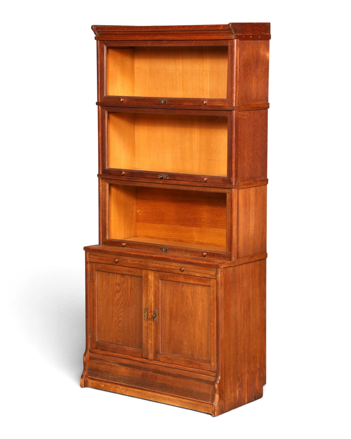 Élégante bibliothèque de style Globe Wernicke, modulable, vitrine anglaise avec portes vitrées, meuble bas de bibliothèque en bois massif