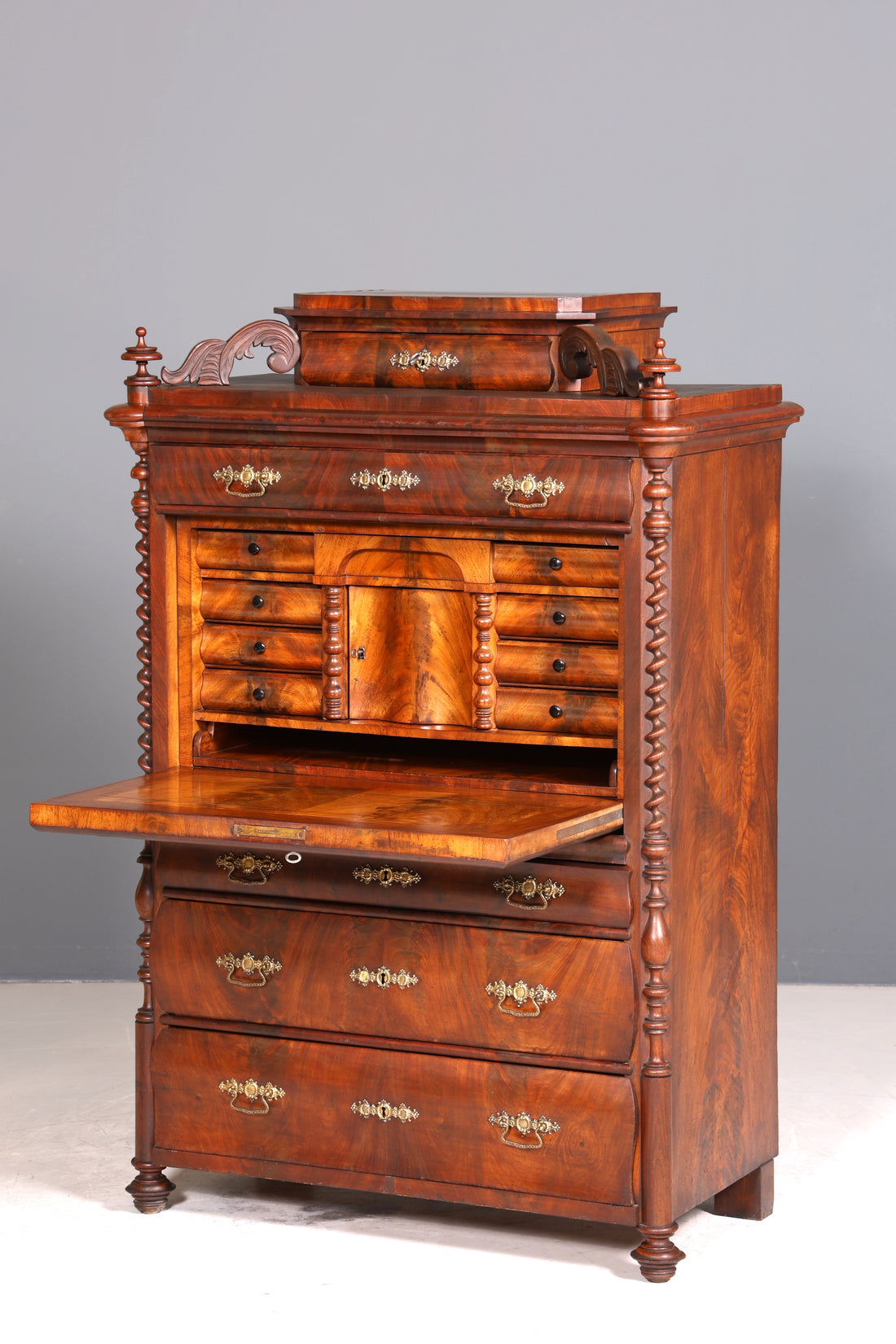 Edler Louis Philippe Sekretär Antik Biedermeier Vertiko Highboard Antik Schreibtisch Kommode