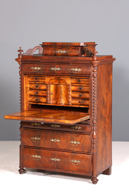 Edler Louis Philippe Sekretär Antik Biedermeier Vertiko Highboard Antik Schreibtisch Kommode