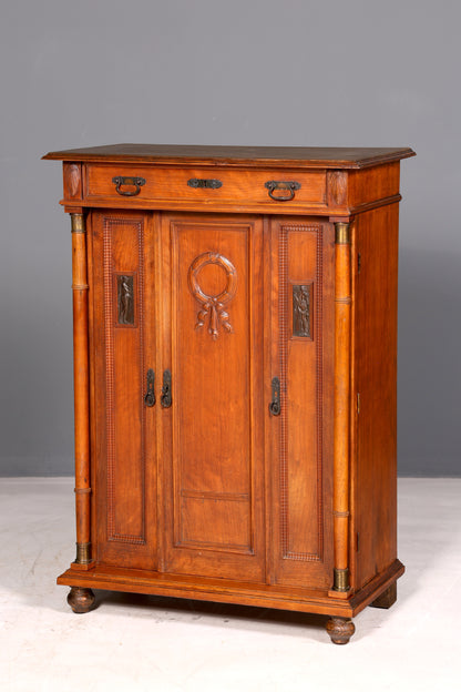 Wunderschöner Jugendstil Vertiko Schrank Antik Kabinettschrank Kommode um 1900 Massivholz