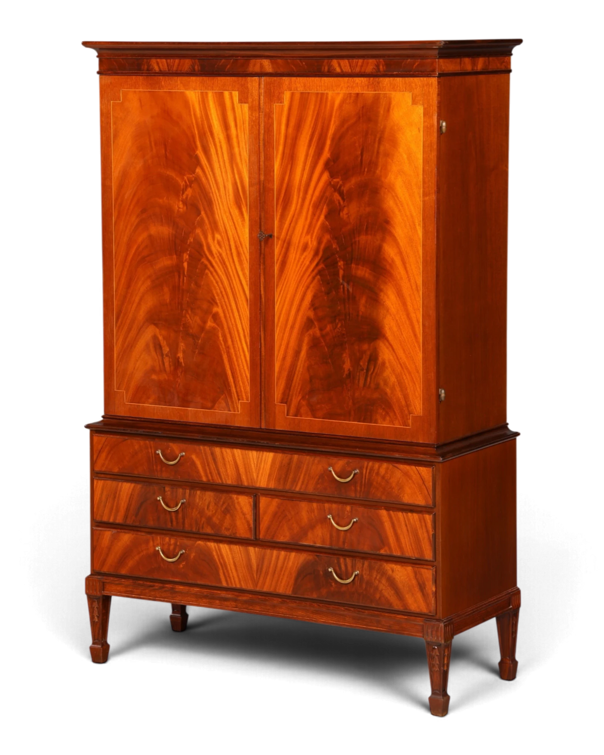 Élégante armoire de style anglais avec tiroirs, buffet haut, armoire à éléments superposés, meuble Vertiko, armoire à linge, commode vintage