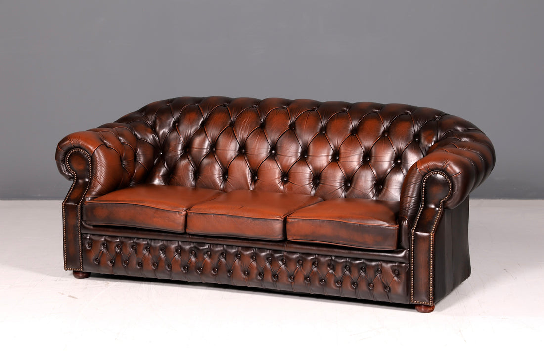 Magnifique canapé Chesterfield Centurion original 3 places, cuir véritable, canapé anglais, canapé rembourré, antique vintage