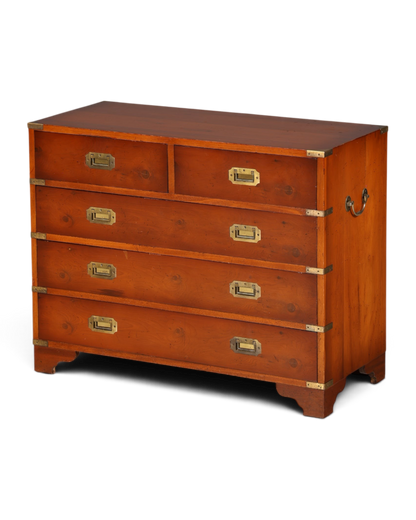 Hauptstadt Möblerei maritime Kommode aus massivem Holz im Military-Chest-Stil mit versenkten Messingbeschlägen