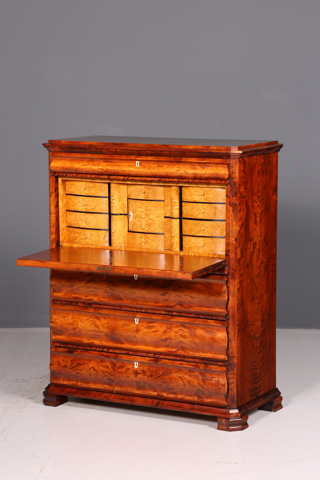 Élégant secrétaire Biedermeier, meuble Vertiko, commode Louis-Philippe, commode à tiroirs, meuble ancien vintage
