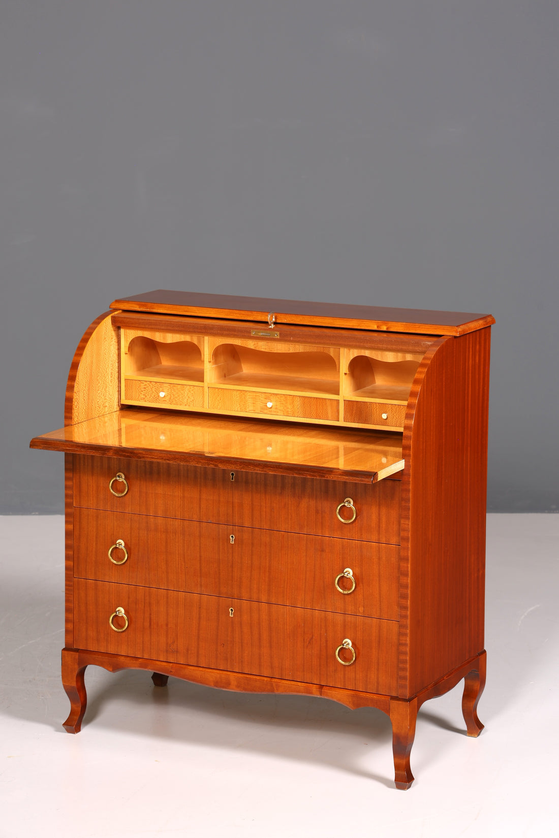 Wunderschöner Mid Century Rollladen Sekretär echt Holz Büro Schrank Vintage Schreibkommode 60s