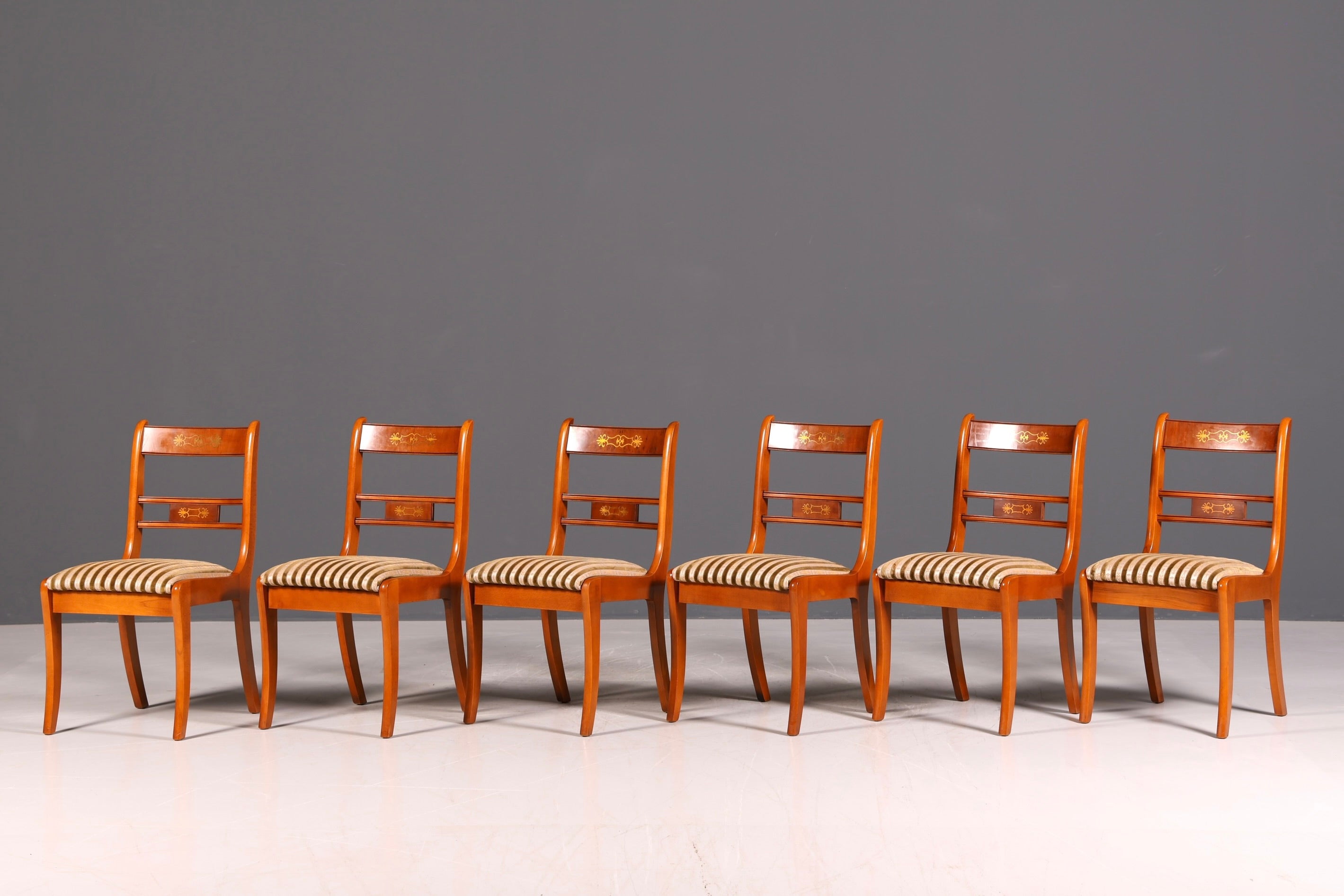 G034 Finish cm 6x Edle Englische Stühle Englisch Dining Chairs Antik 60er Jahre Regency Küchenstühle Stuhlset (Kopie)