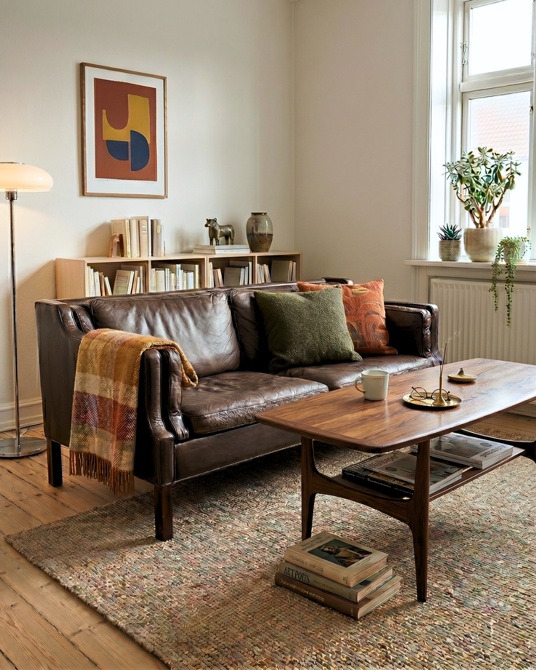 Beautiful sofa in the style of Børge Mogensen model 2213 2-seater genuine leather couch Danish design canapé