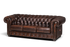 Hauptstadt Möblerei Chesterfield 3-Sitzer Sofa aus braunem Echtleder mit klassischer Knopfheftung und Ziernägeln