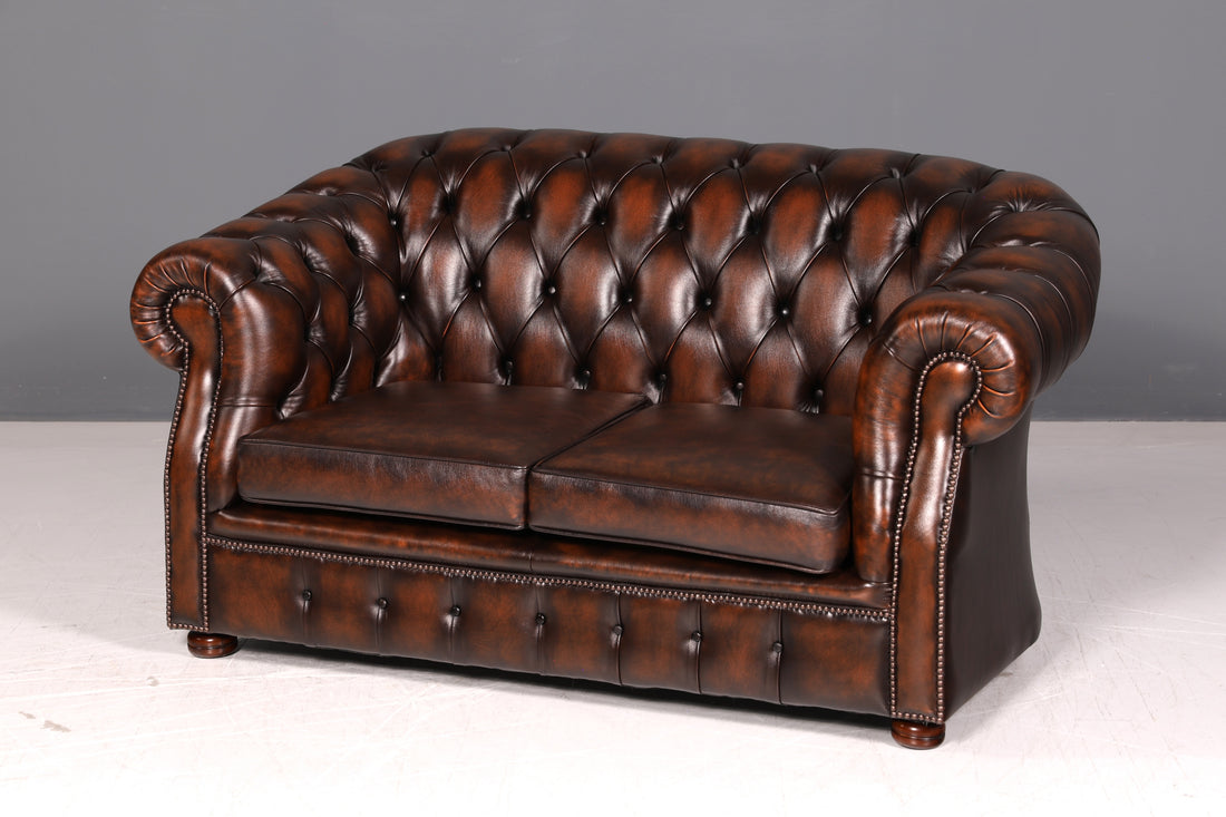 Beautiful Original Chesterfield Centurion 2-Seater Couch Real Leather Sofa English UK Leather Sofa Antique