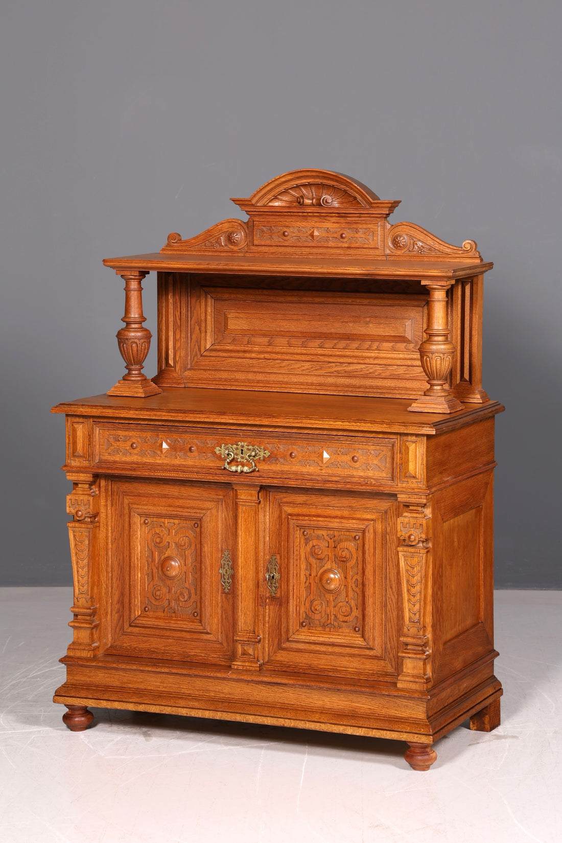 Magnifique Buffet Gründerzeit Chêne Enfilade Partie Haute Commode Ancien Buffet Vertiko vers 1890 Vintage