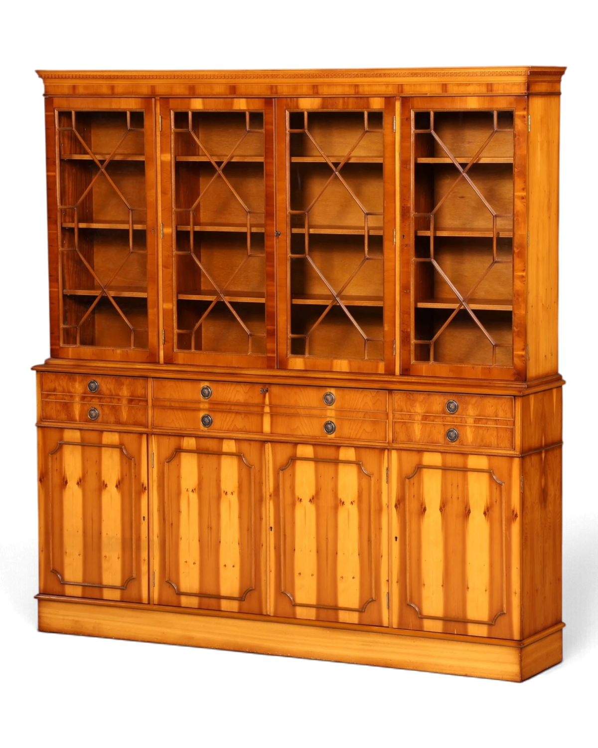 Wunderschöne Englische Vitrine Eibe mit Sekretär Bücherschrank Buffet Glasvitrine Schreibschrank Vintage