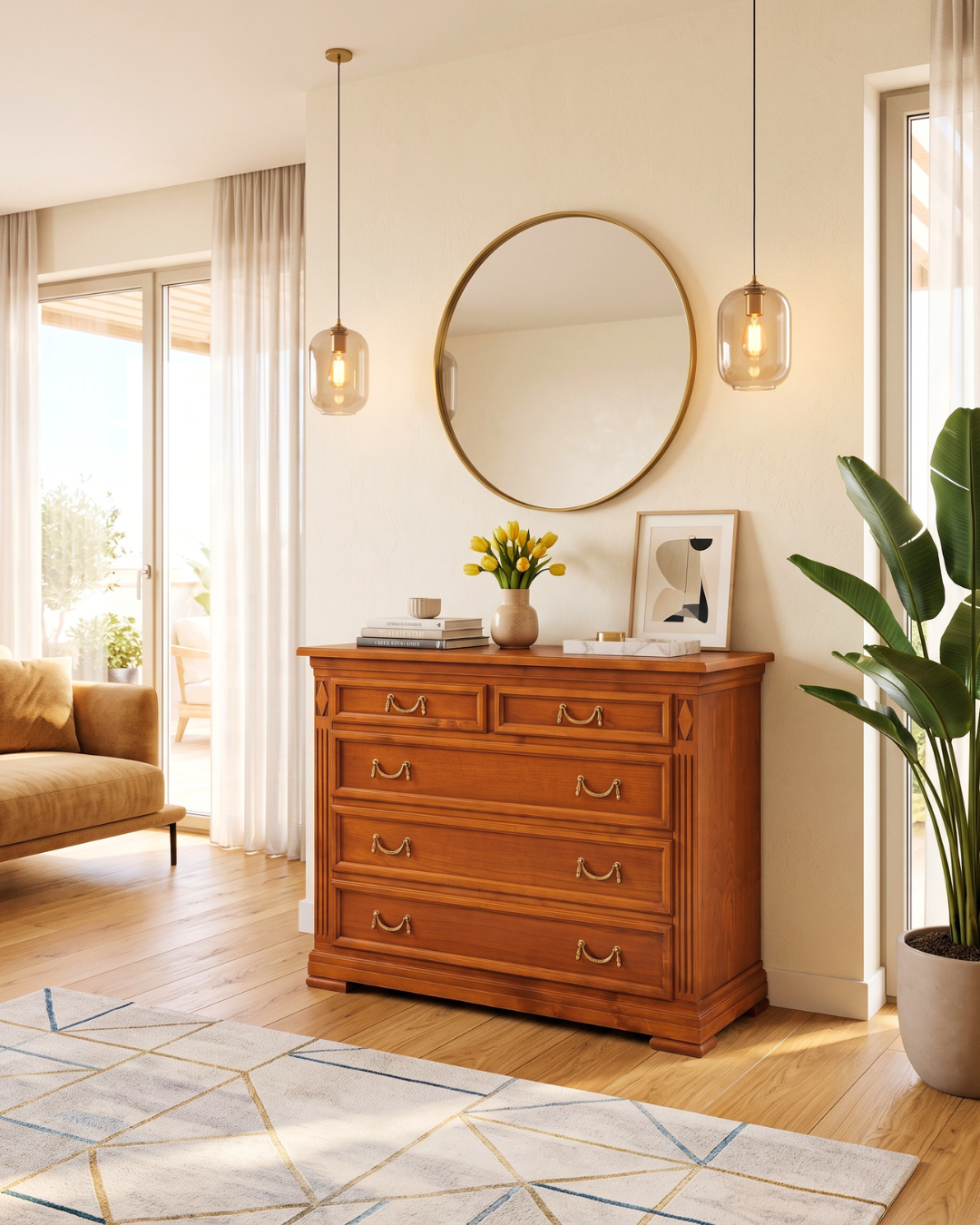 Original Selva Sideboard Yew Antique Style Chest of Drawers Villa Borghese Made in Italy Chest of Drawers
